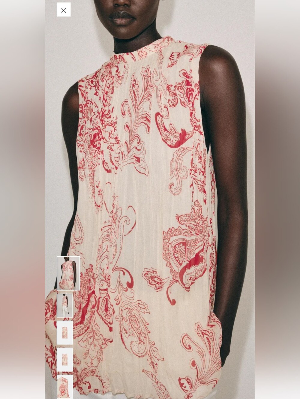Zara Cream Camisole with Red Paisley Motif